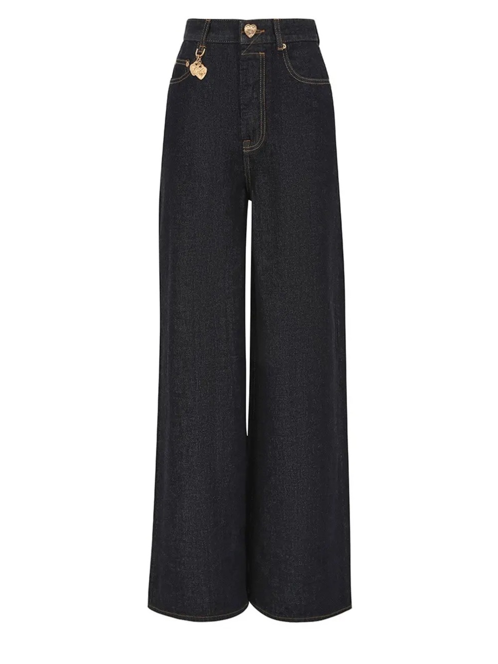 Zimmermann High-Rise Wide-Leg Jeans in Dark Indigo with Gold Hardware